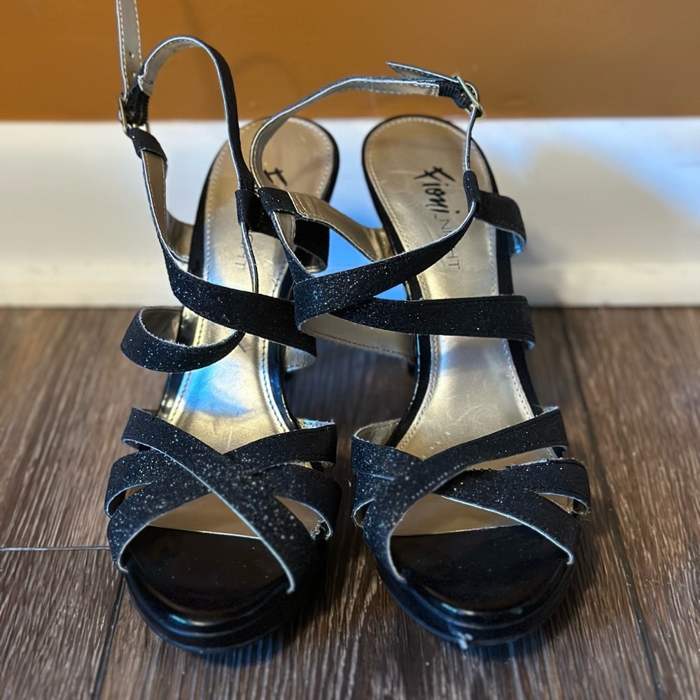 glittery sparkling heeled sandals